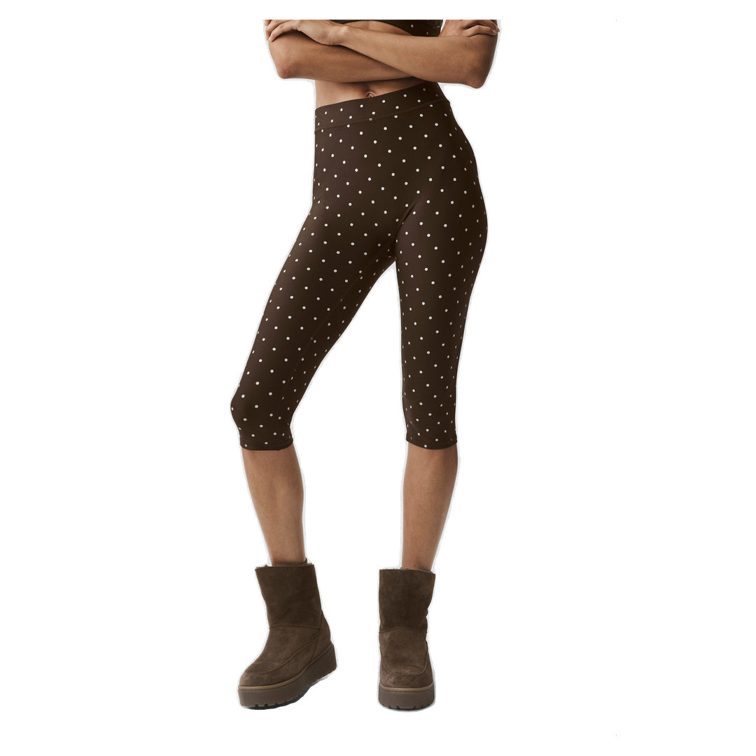 ALO Airlift Polka Dot High-Waist Iconic 90's Capri - Espresso/White
