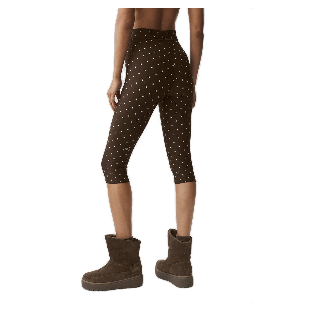 ALO Airlift Polka Dot High-Waist Iconic 90's Capri - Espresso/White