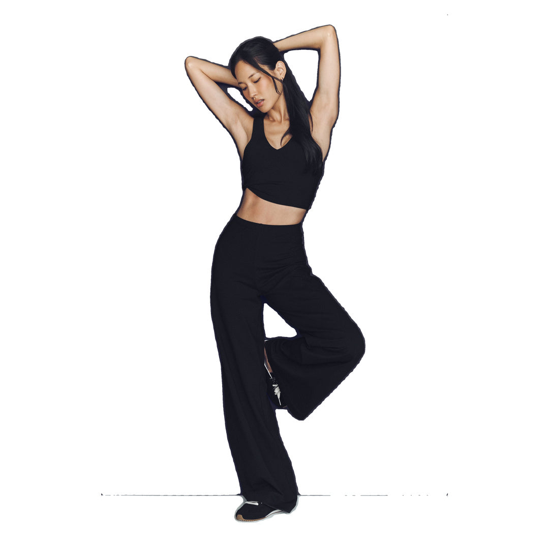 ALO Airbrush High-Waist Wide Leg Pant (Long) - Black