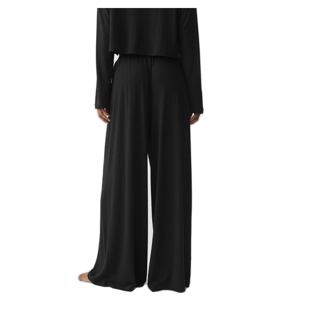 ALO Semi Sheer High-Waist Oasis Wide Leg Pant (Long) - Black