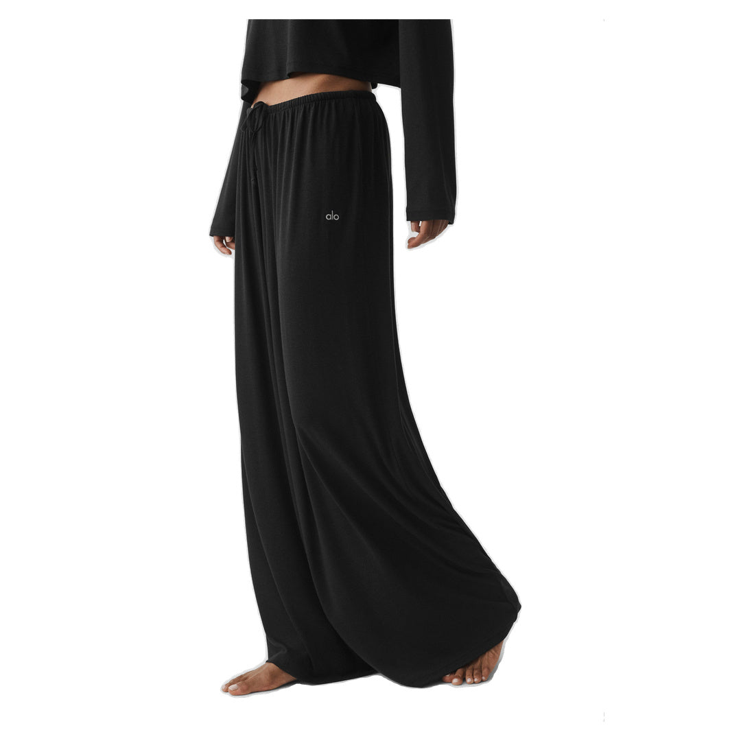 ALO Semi Sheer High-Waist Oasis Wide Leg Pant (Long) - Black