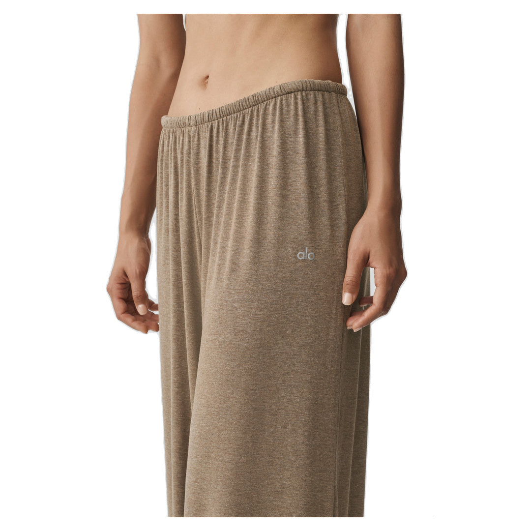 ALO Semi Sheer High-Waist Oasis Wide Leg Pant (Regular) - Java Brown Heather