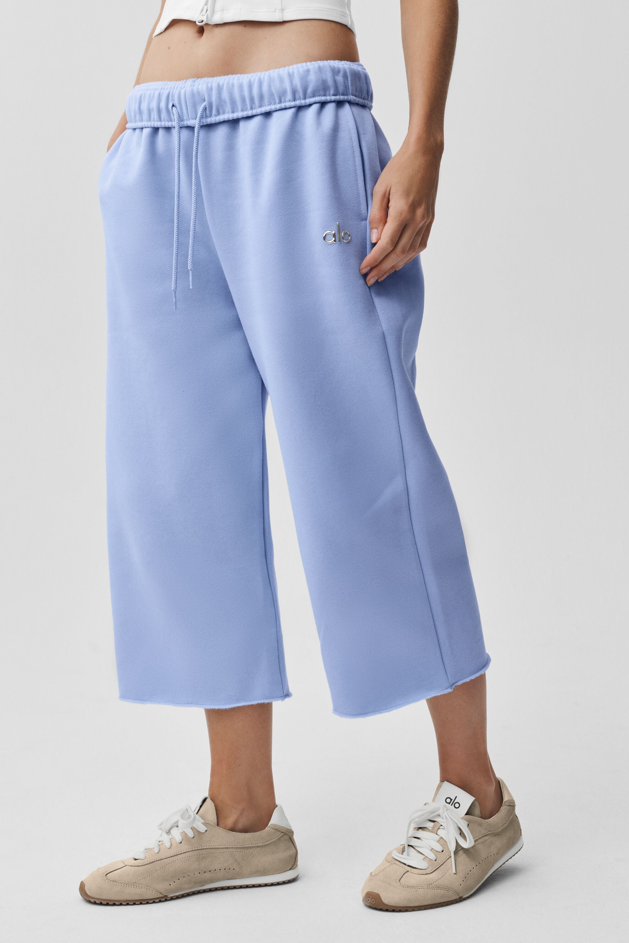 alo Accolade Cutoff Sweatpant - Light Provence Blue