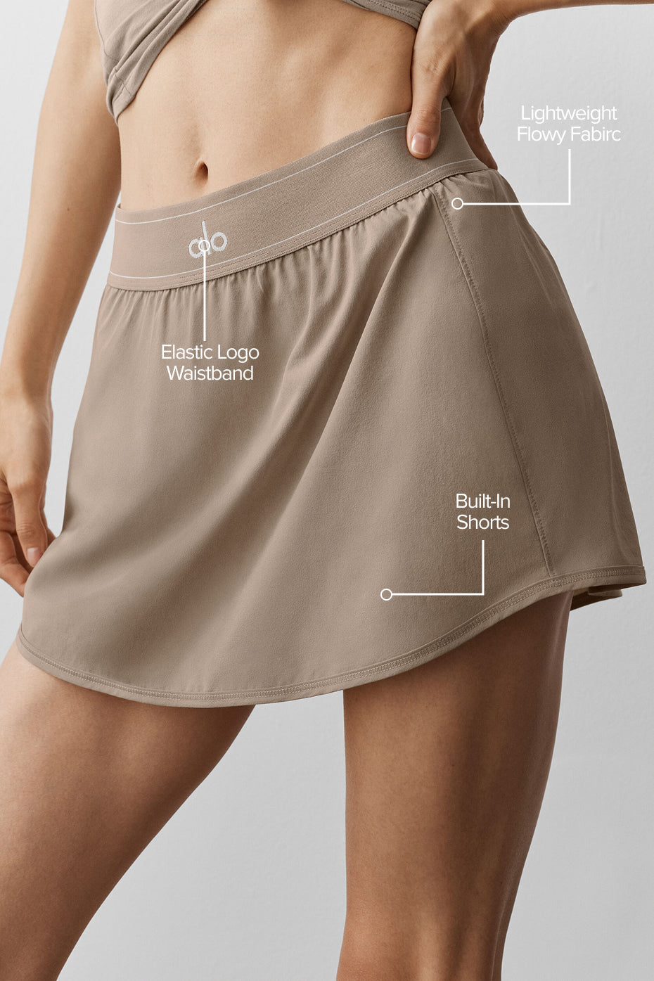 alo Match Point Tennis Skirt - Gravel