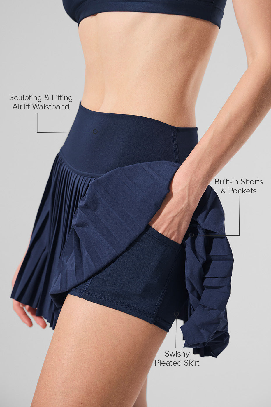 alo Grand Slam Tennis Skirt - Navy
