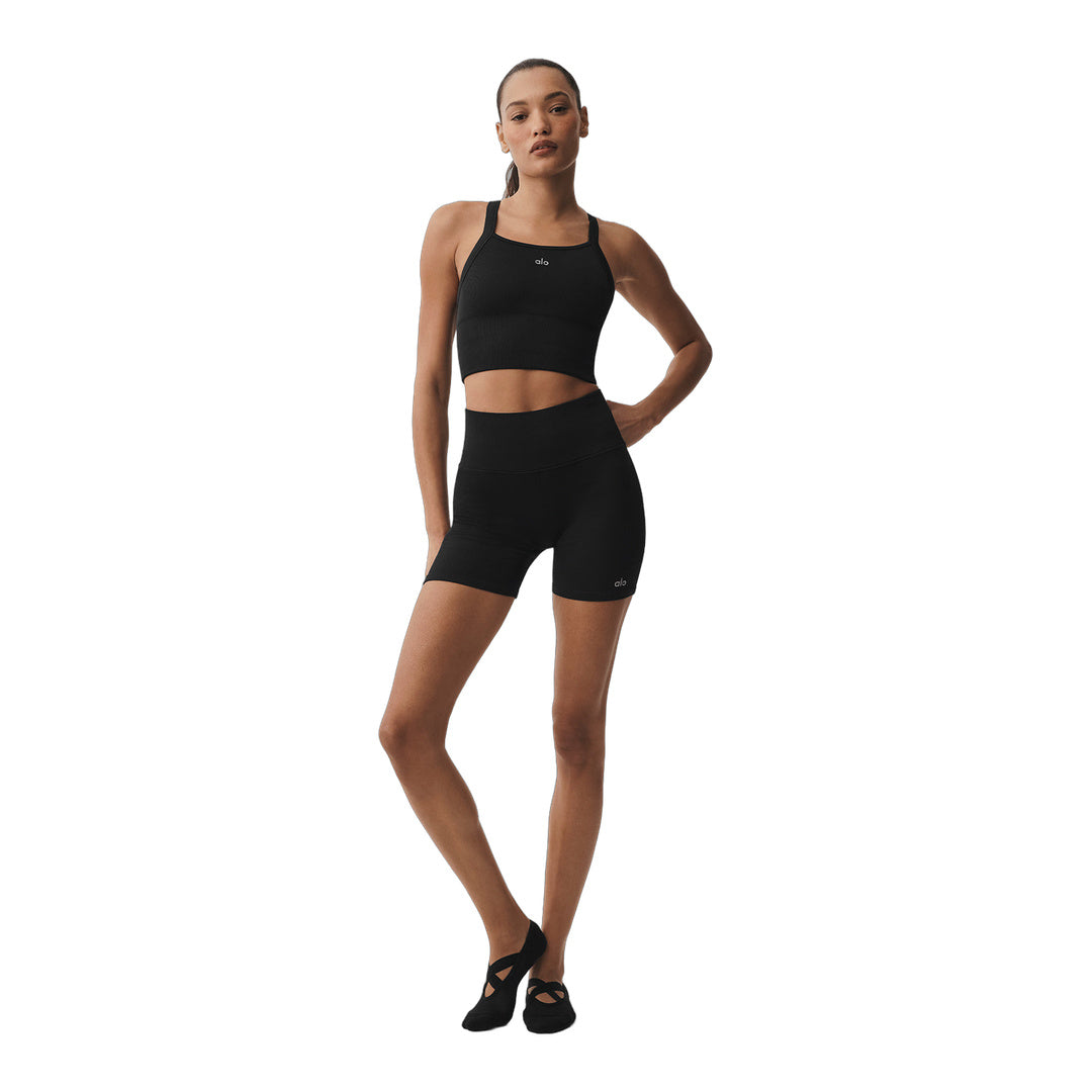 alo 5" Seamless Ribbed Favorite Short - Black