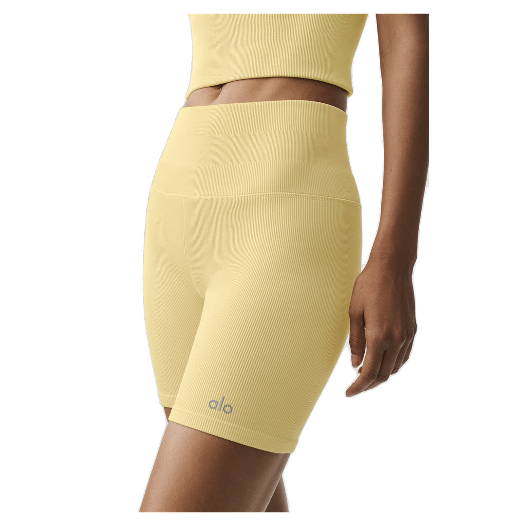 ALO 5" Seamless Ribbed Favorite Short - Warm Butter