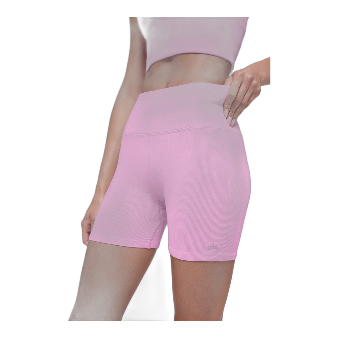 alo 5" Seamless Ribbed Favorite Short - Candy Heart Pink