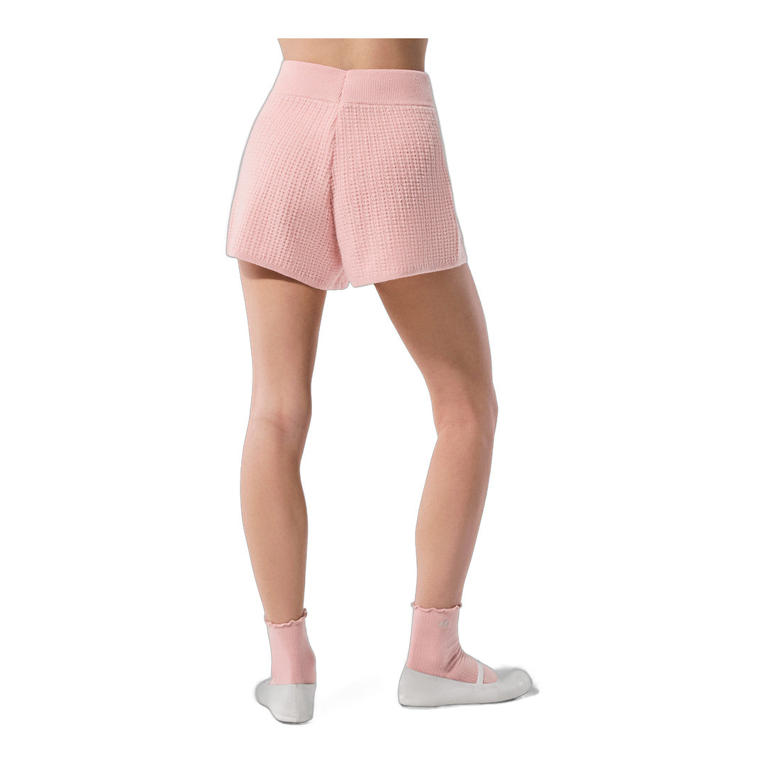 alo Cashmere High-Waist Plush Waffle Short - Pink Quartz