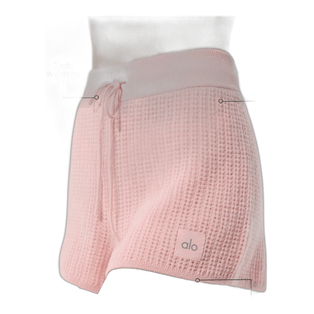 alo Cashmere High-Waist Plush Waffle Short - Pink Quartz