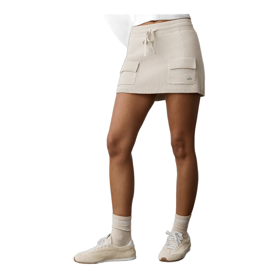 alo Scholar Knit Cargo Skirt - Oatmeal Heather
