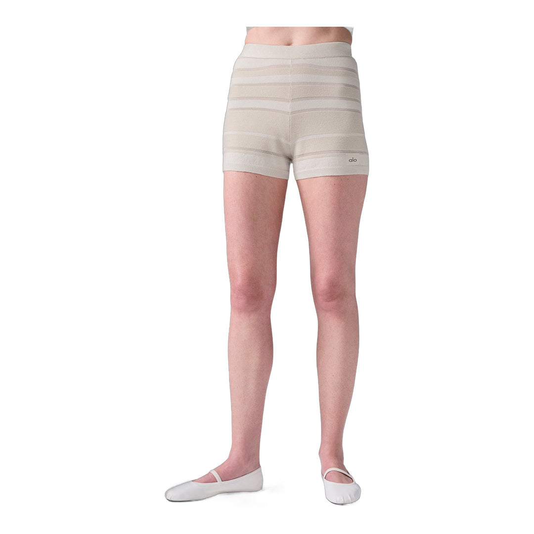 alo Sport Play High-Waist Knit Short - Ivory/Alabaster