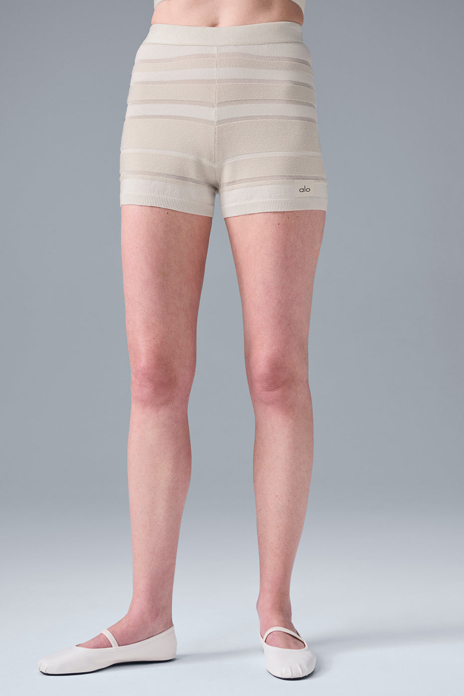 alo Sport Play High-Waist Knit Short - Ivory/Alabaster