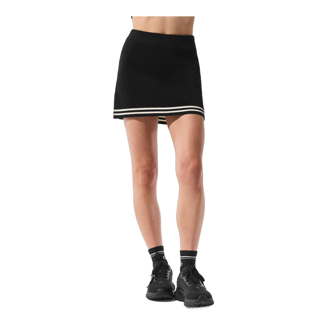 alo Tennis Club Sweater Knit Skirt - Black/Ivory
