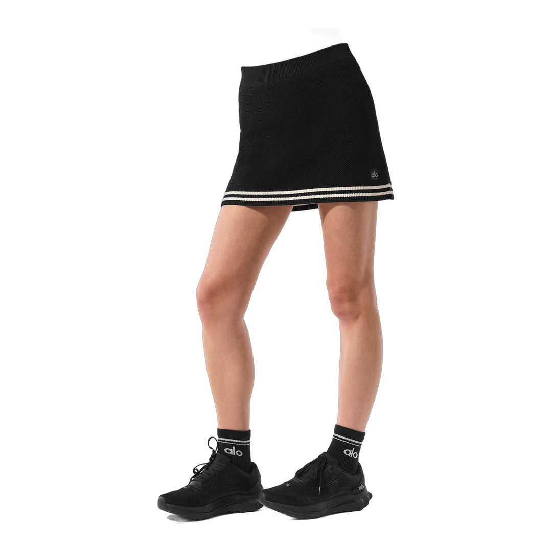 alo Tennis Club Sweater Knit Skirt - Black/Ivory