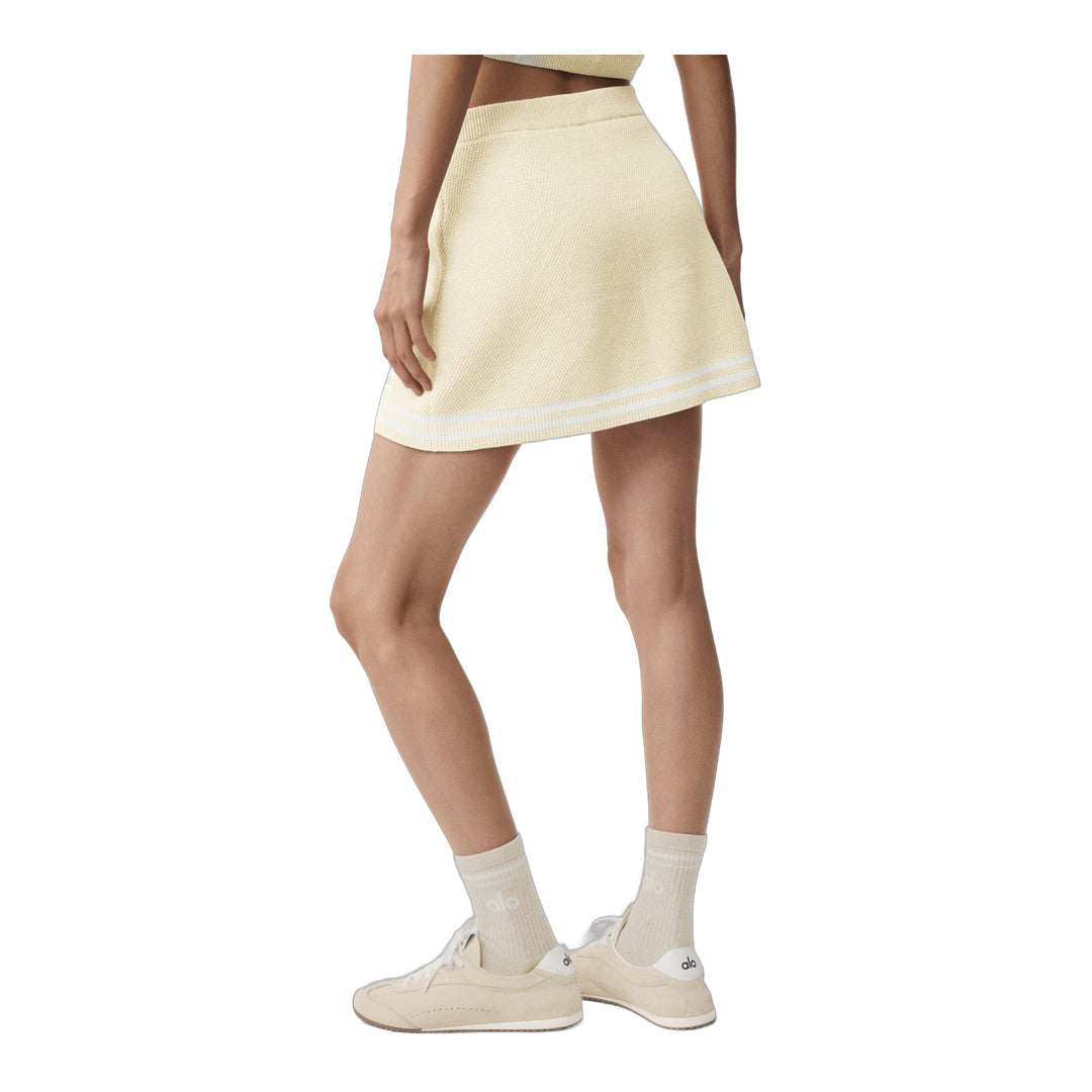 alo Tennis Club Sweater Knit Skirt - Oatmeal/White