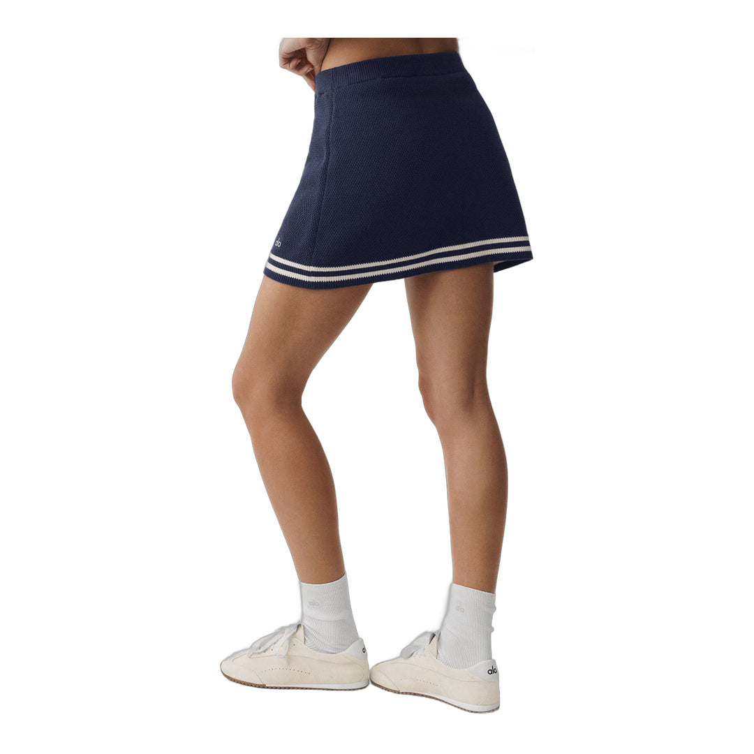 alo Tennis Club Sweater Knit Skirt - Navy/Ivory