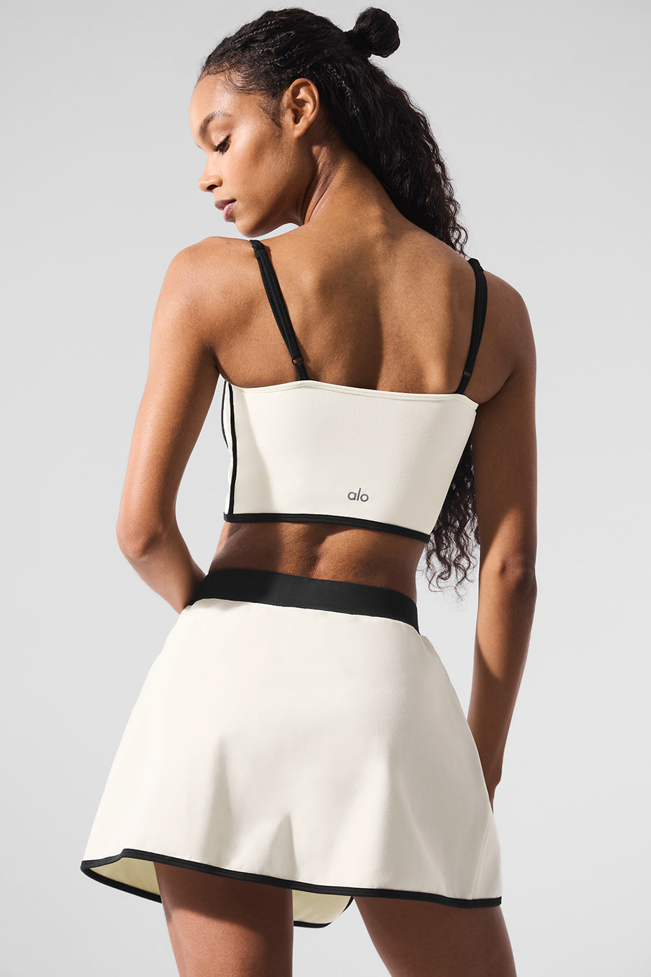 alo Airbrush Streamlined Bra Tank - Ivory/Black