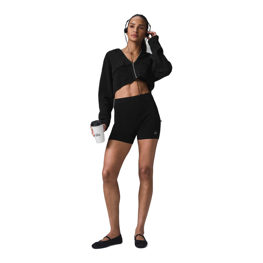alo Scholar Knit High-Waist Short - Black