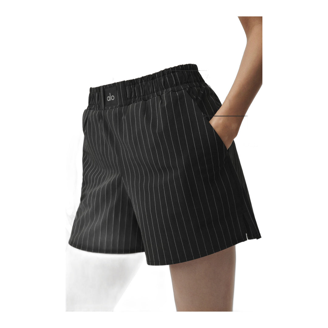 alo Pinstripe Daylight Boxer Short - Black/Titanium