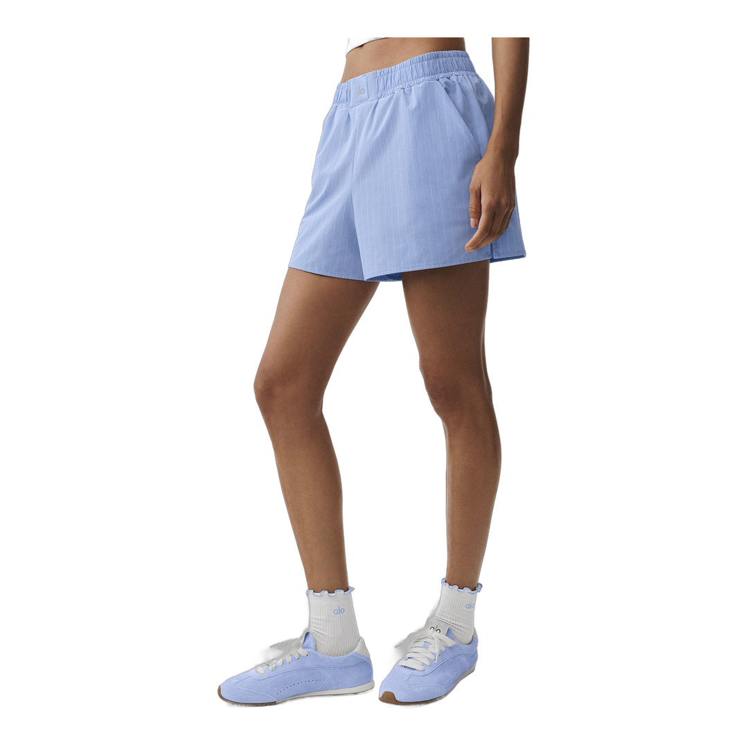 alo Pinstripe Daylight Boxer Short - Light Provence Blue/White