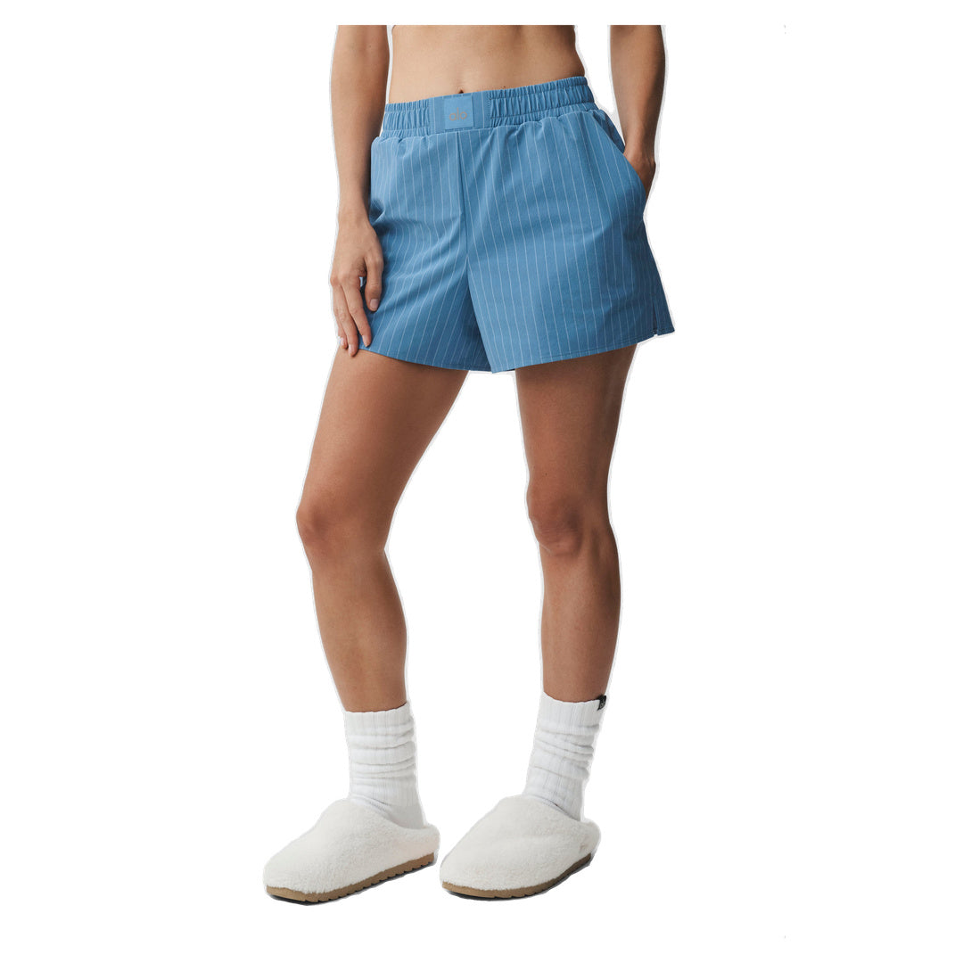 ALO Pinstripe Daylight Boxer Short - California Blue/White