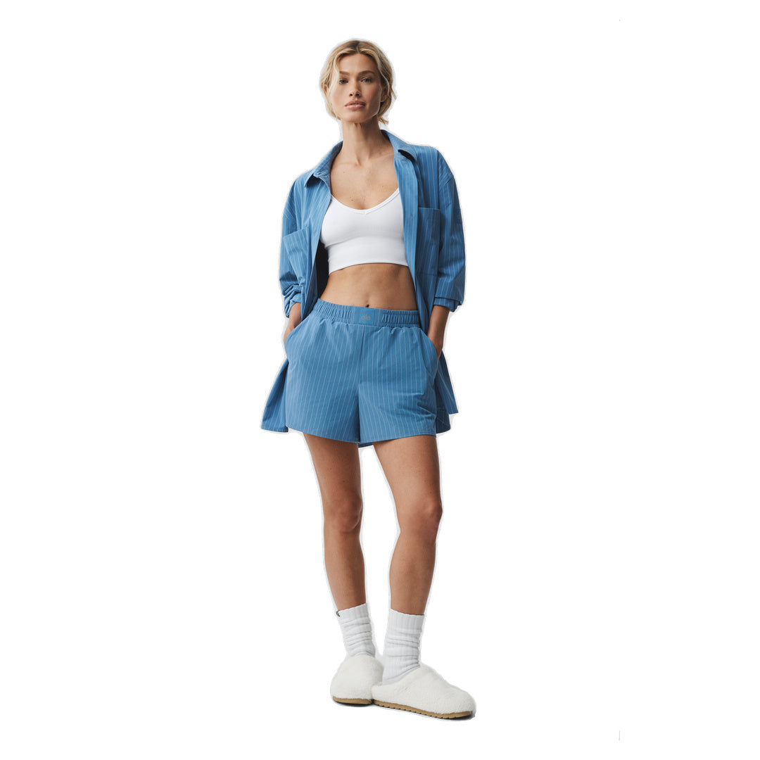 ALO Pinstripe Daylight Boxer Short - California Blue/White