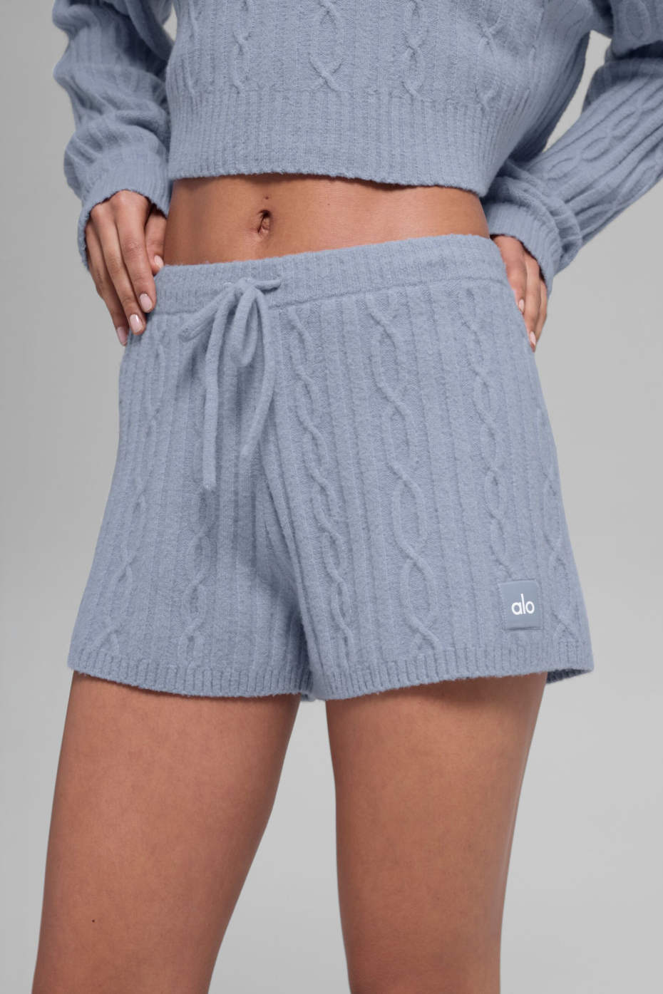 alo Cable Knit Winter Bliss Short - Winter Frost