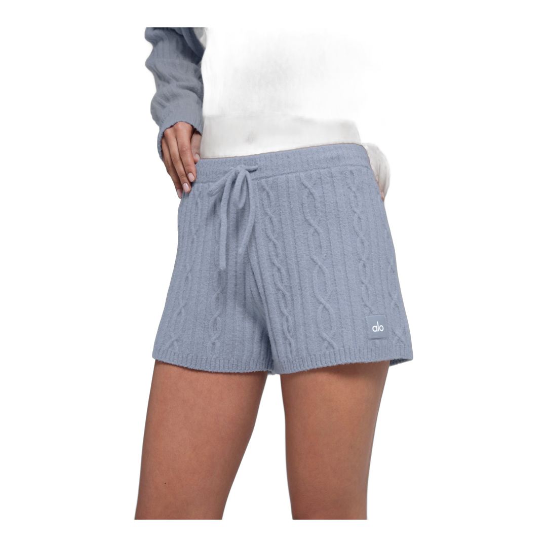 alo Cable Knit Winter Bliss Short - Winter Frost
