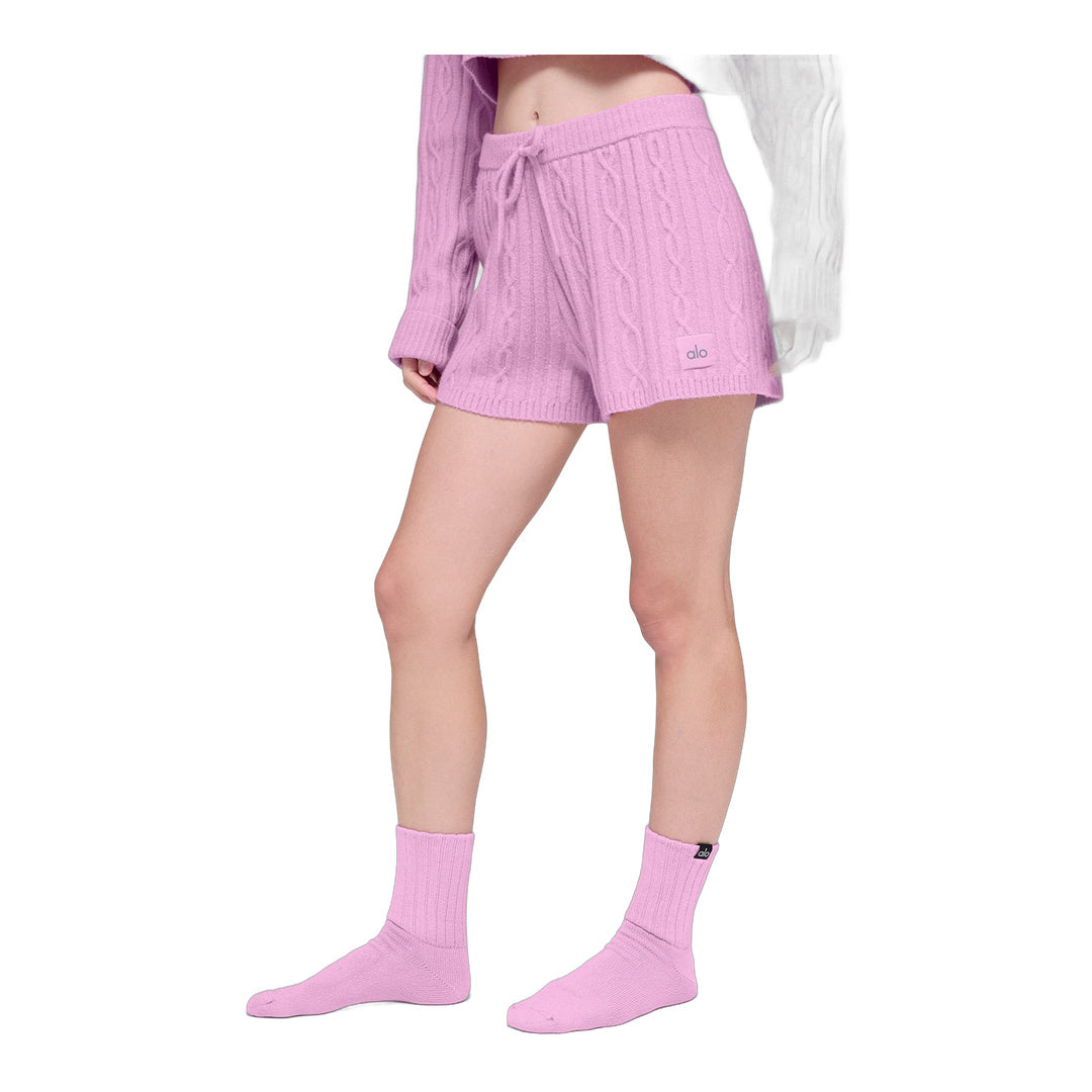 alo Cable Knit Winter Bliss Short - Candy Heart Pink