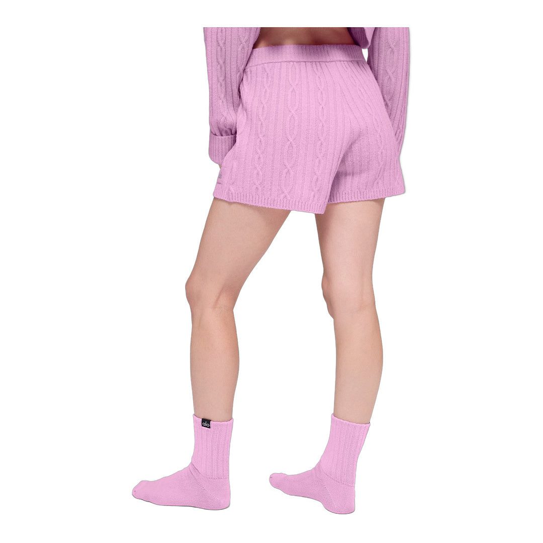 alo Cable Knit Winter Bliss Short - Candy Heart Pink