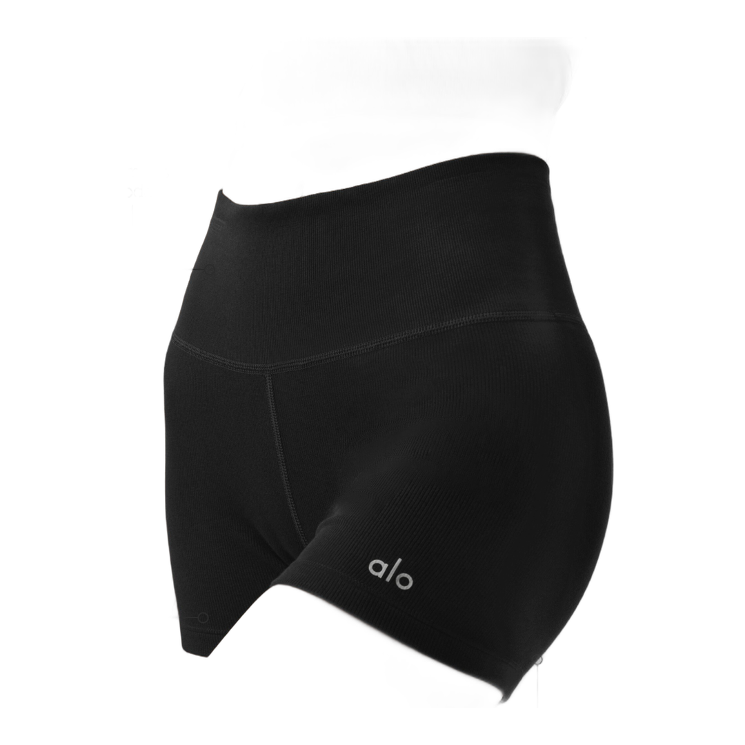 alo 4" Seamless Modal Ribbed High-Waist Short - Black