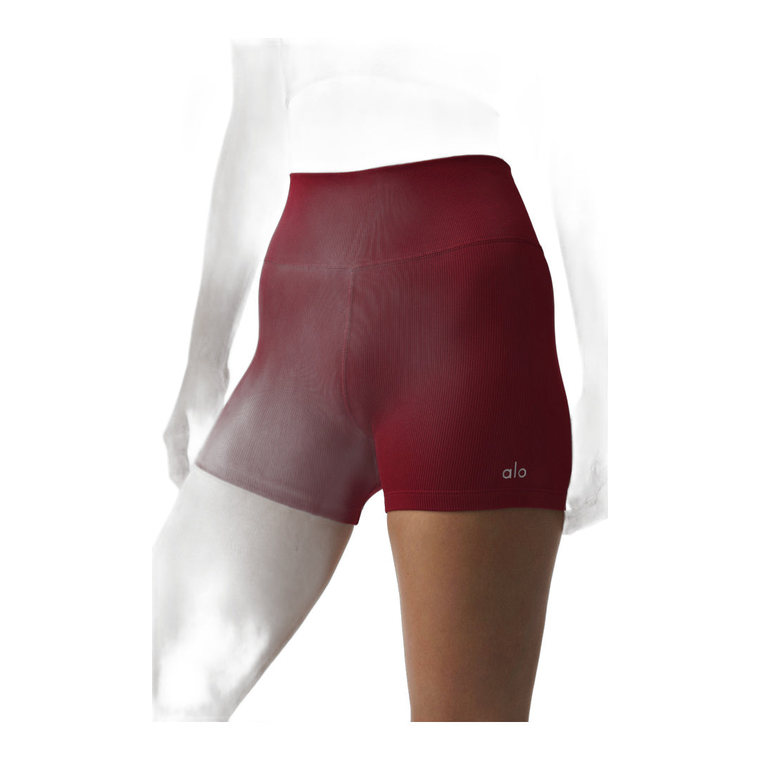 alo 4" Seamless Modal Ribbed High-Waist Short - Summer Romance Red