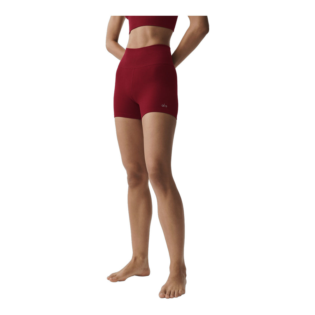 alo 4" Seamless Modal Ribbed High-Waist Short - Summer Romance Red