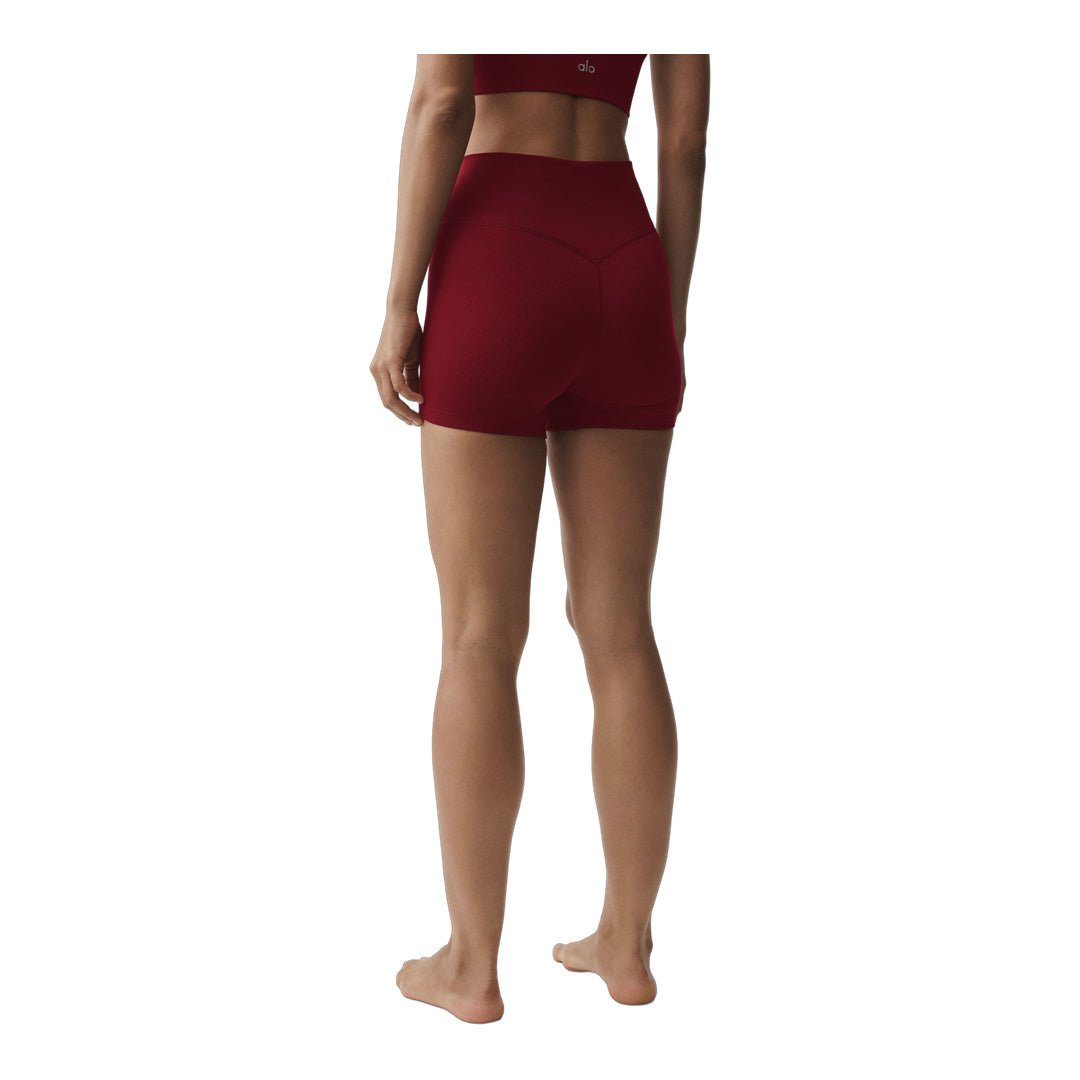 alo 4" Seamless Modal Ribbed High-Waist Short - Summer Romance Red