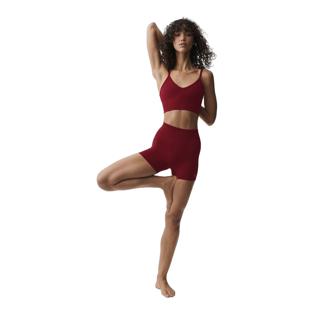 alo 4" Seamless Modal Ribbed High-Waist Short - Summer Romance Red