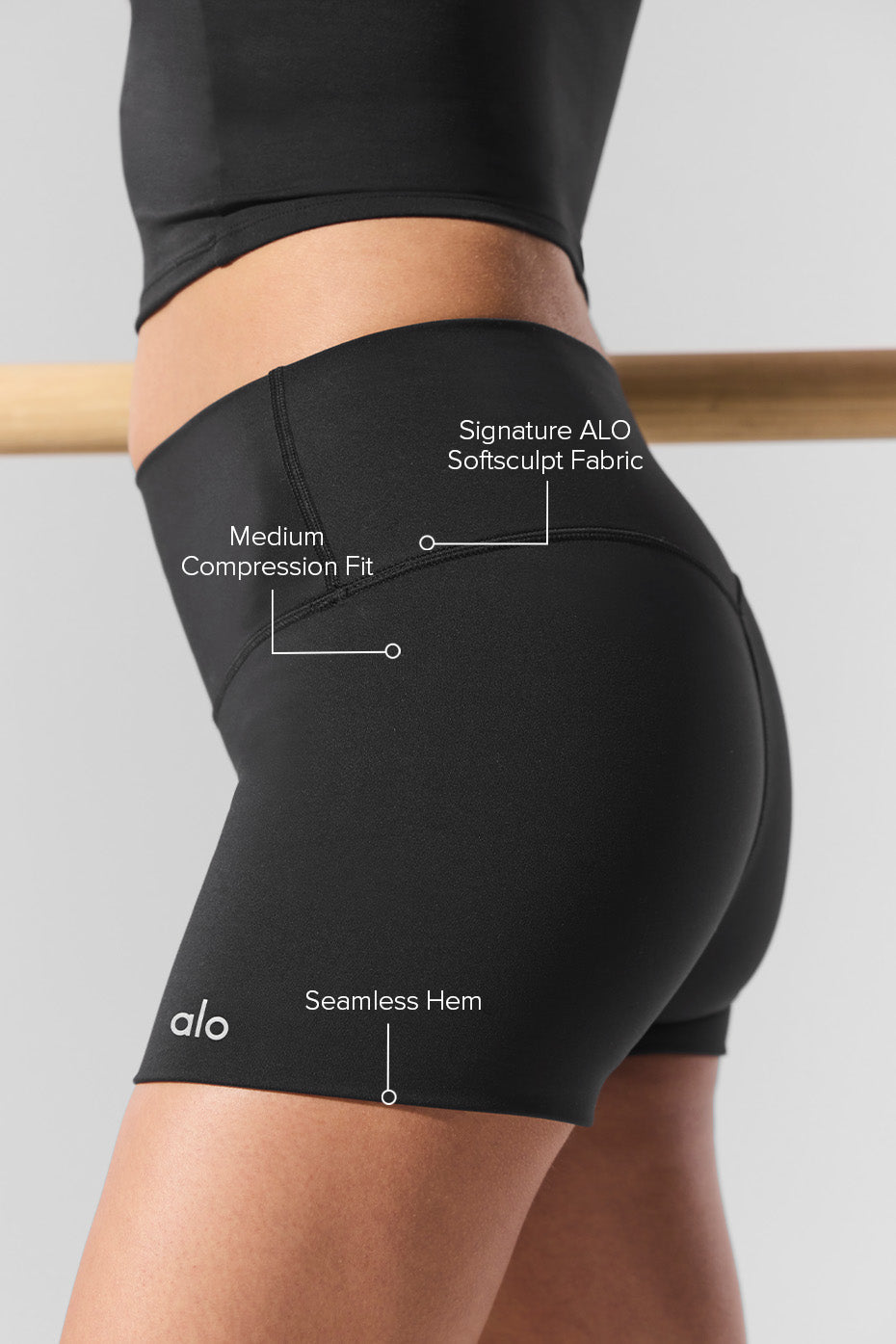 alo 3" ALO Softsculpt High-Waist Precision Short - Black