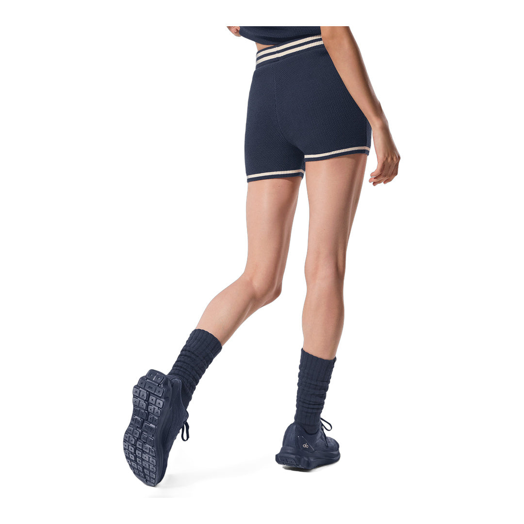 alo Tennis Club Sweater Knit Hot Short - Navy/Ivory