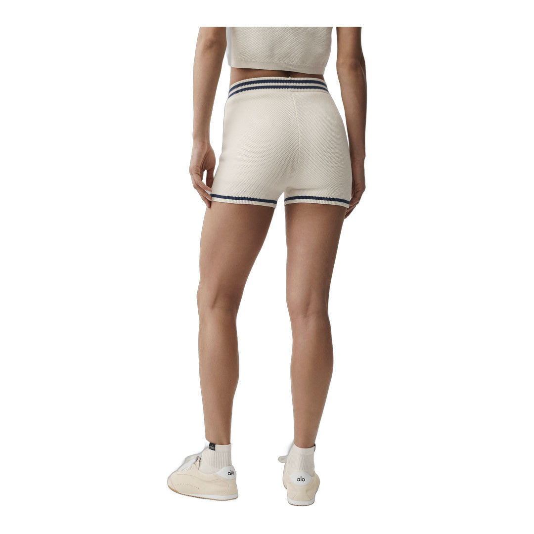alo Tennis Club Sweater Knit Hot Short - Ivory/Navy