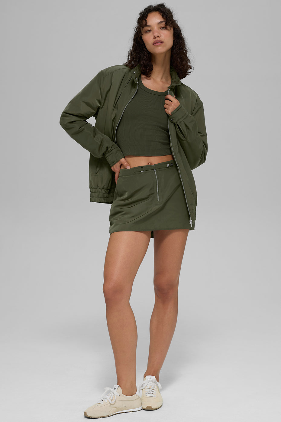 alo Work It Mini Skirt - Green Olive