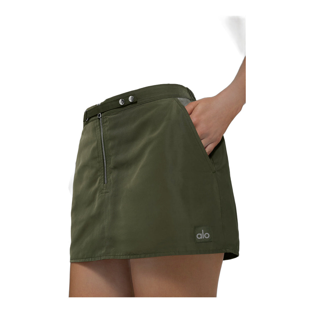 alo Work It Mini Skirt - Green Olive