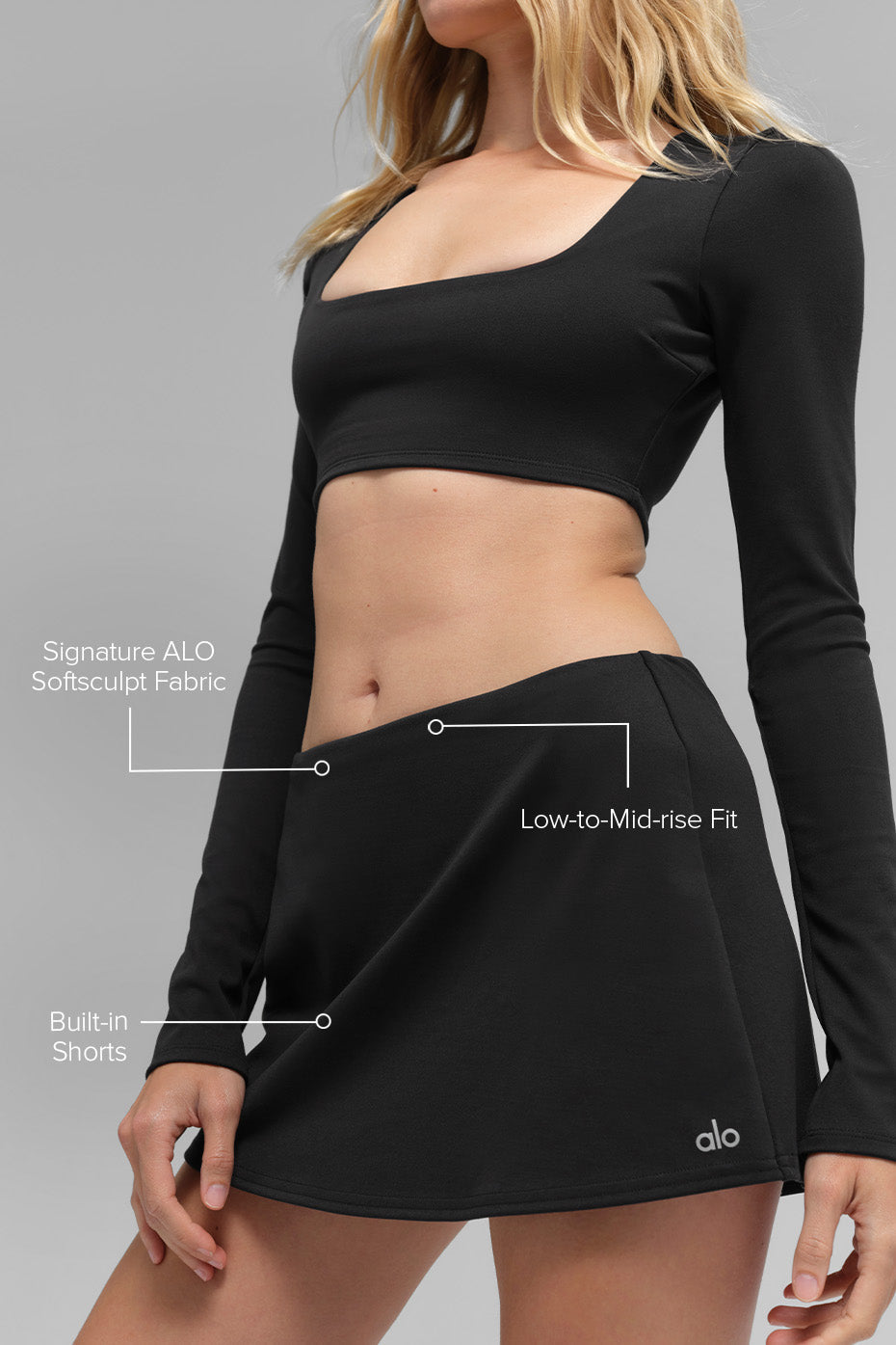 alo ALO Softsculpt Precision Mini Skirt - Black
