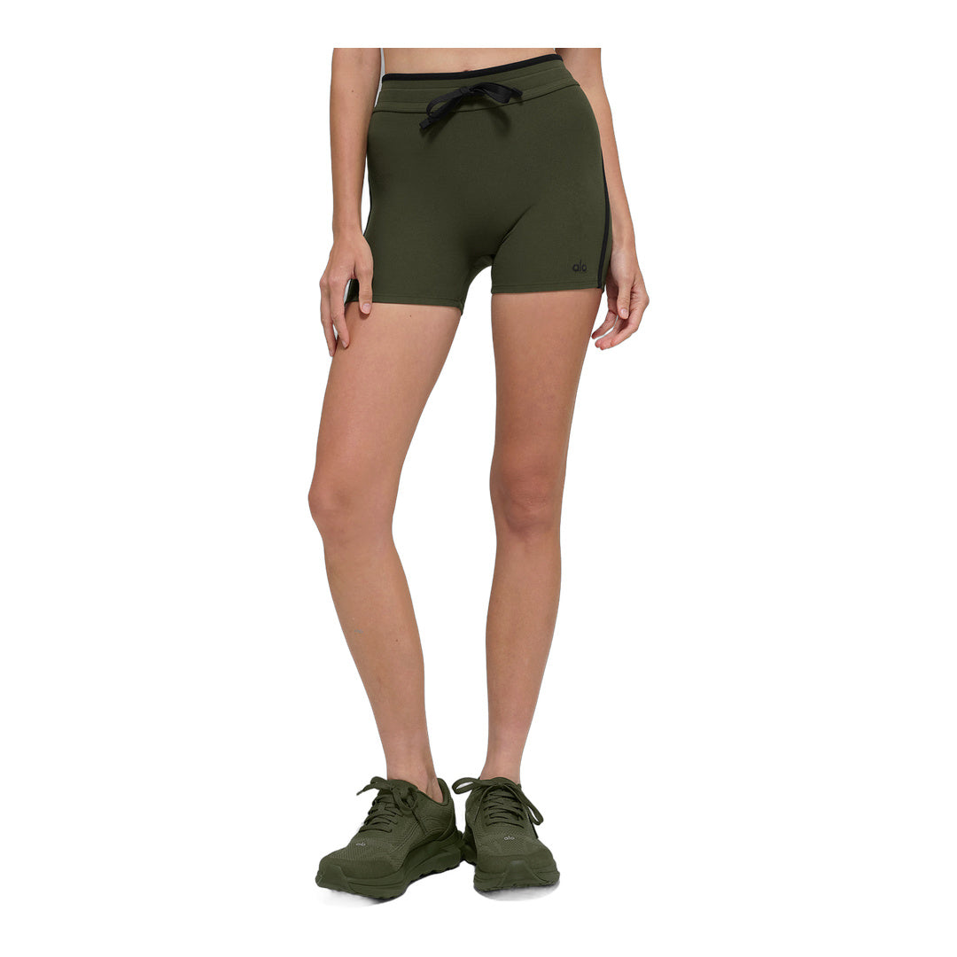 alo 4" Airbrush High-Waist Race Pace Short - Green Olive/Black