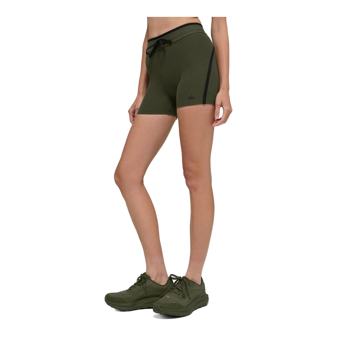 alo 4" Airbrush High-Waist Race Pace Short - Green Olive/Black