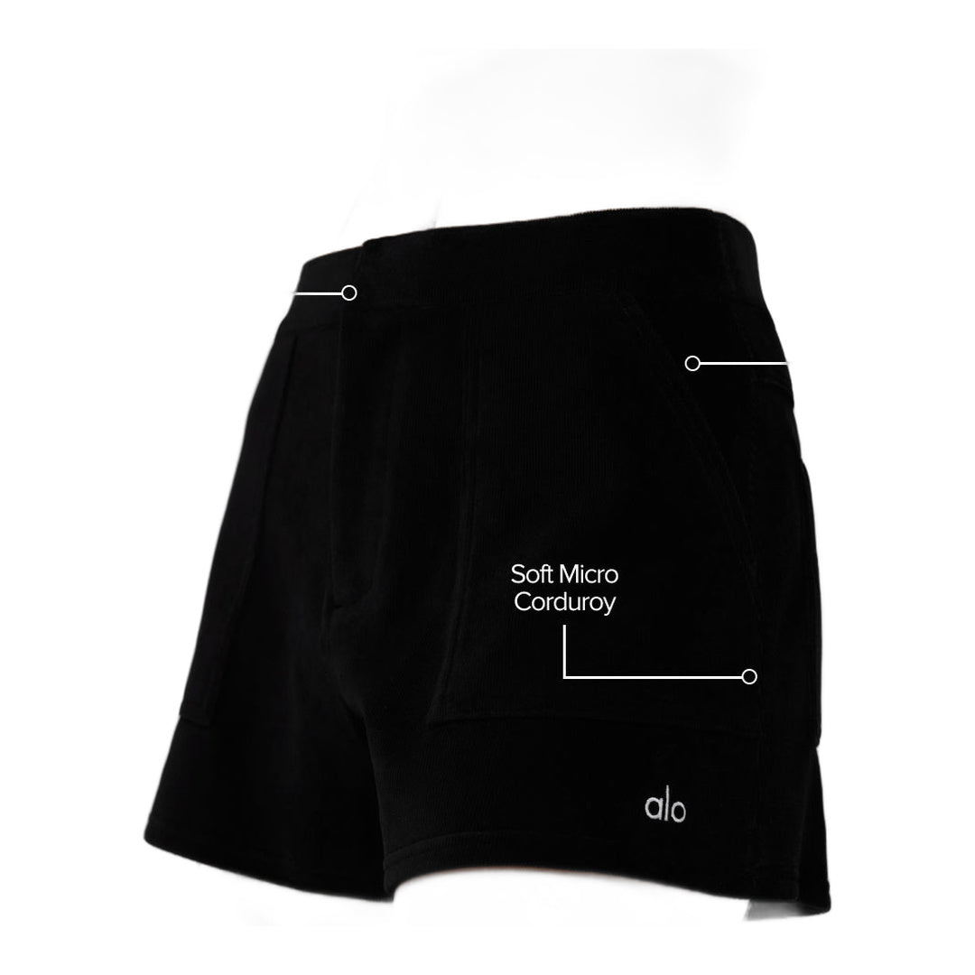 alo Micro Corduroy On Duty Short - Black
