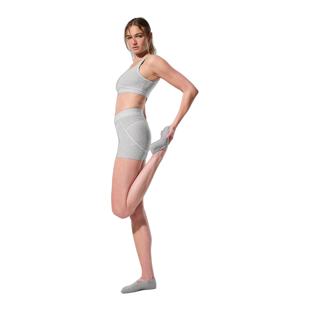 alo 4” Alosoft High-Waist Heart Throb Short - Athletic Heather Grey/White