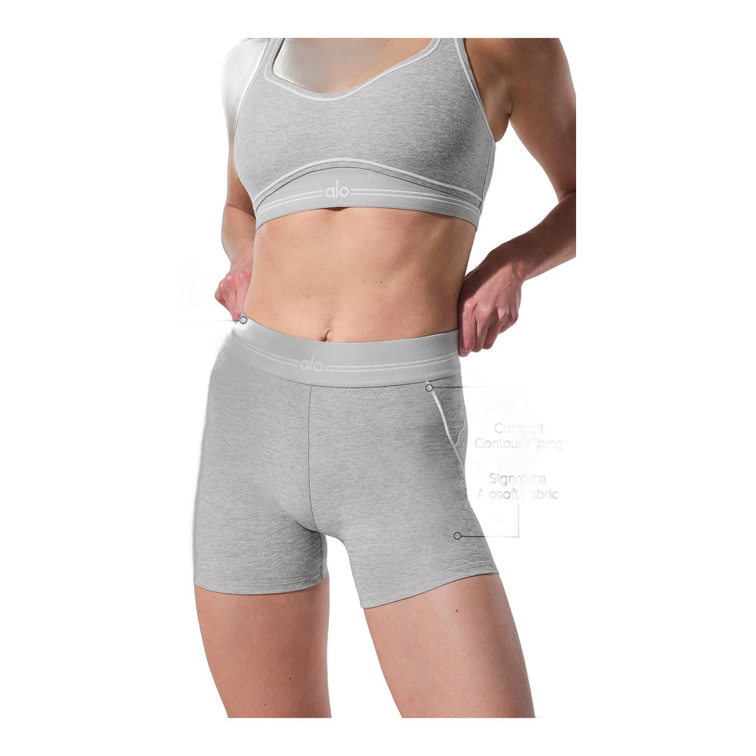 alo 4” Alosoft High-Waist Heart Throb Short - Athletic Heather Grey/White