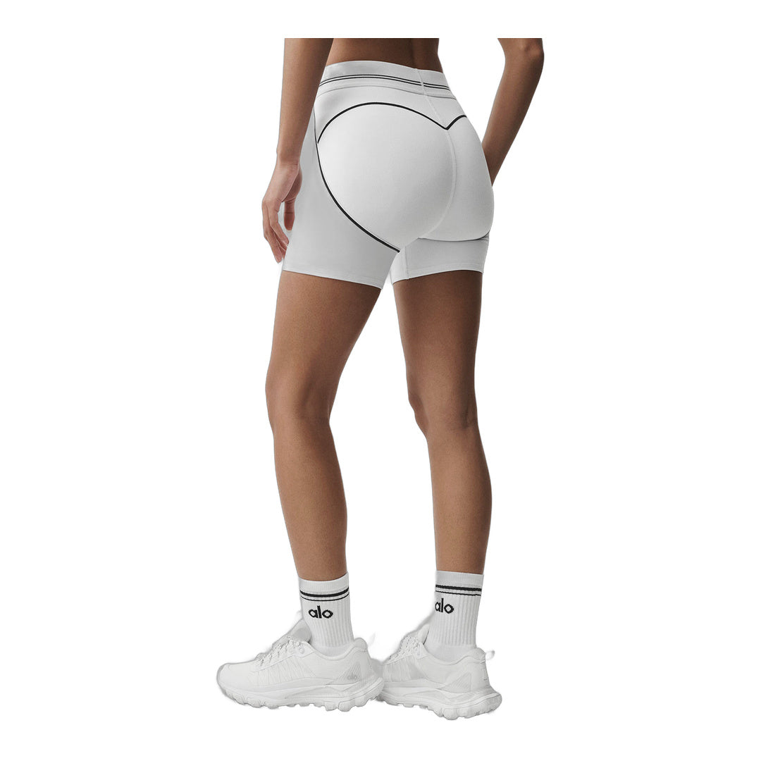 alo 4" Airbrush High-Waist Heart Throb Short - White/Black