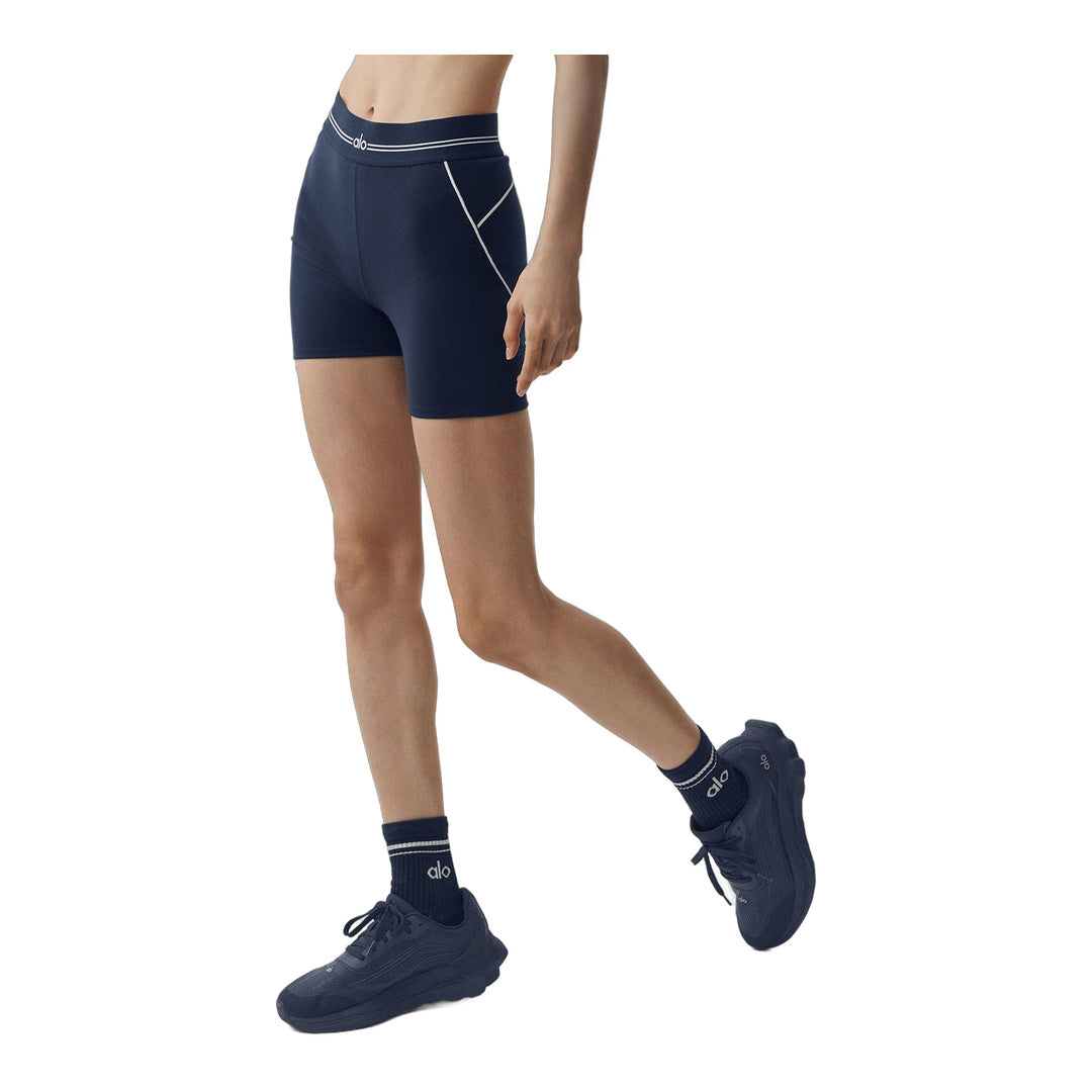 alo 4" Airbrush High-Waist Heart Throb Short - Navy/White