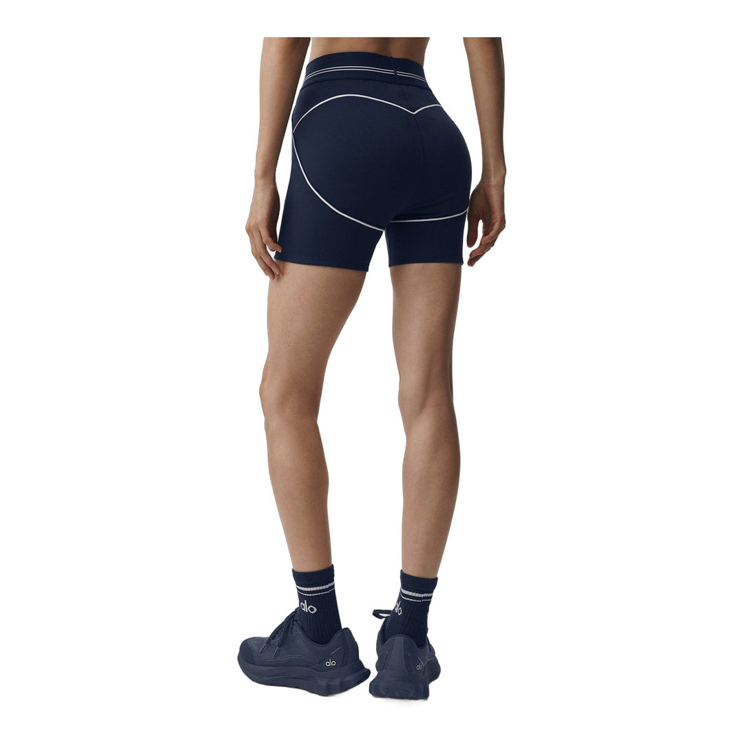 alo 4" Airbrush High-Waist Heart Throb Short - Navy/White